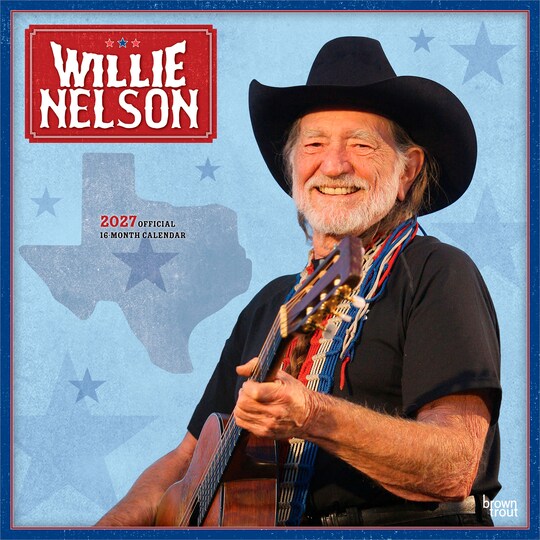Willie Nelson OFFICIAL | 2027 12 x 24 Inch (Hanging) Monthly Square Wall Calendar | Plastic-Free